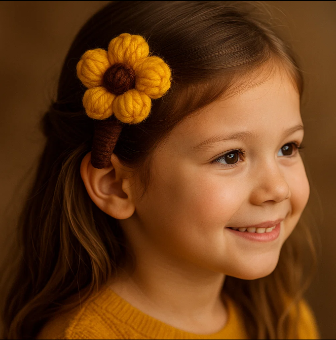 Girls' Decorative Hair Pin – Crochet Style with Love