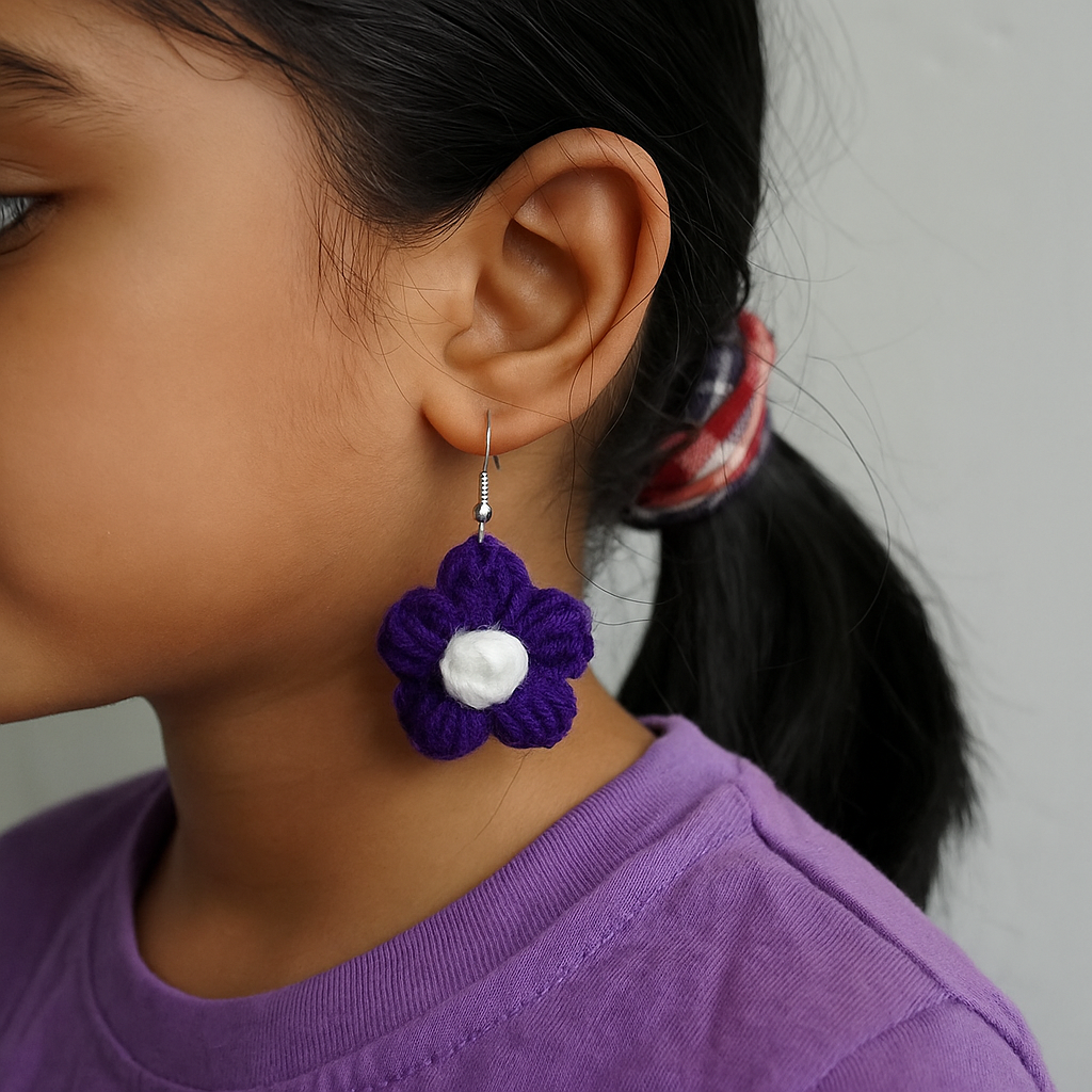 Soft. Sweet. Stylish – Handmade Crochet Earrings for Your Little Blossom!