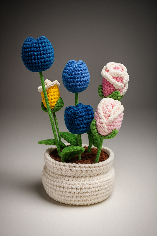 Crochet Flower Pot | Unique Handmade Home Accent
