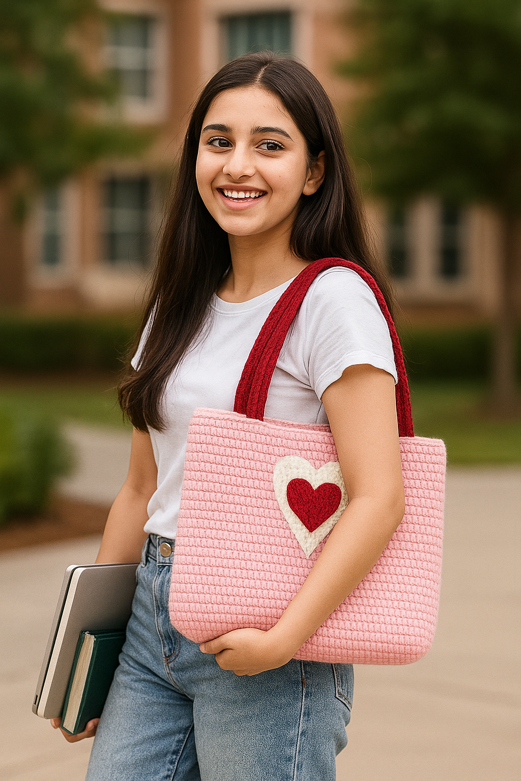 Stylish Handmade Crochet Shoulder Bags for College & University Girls