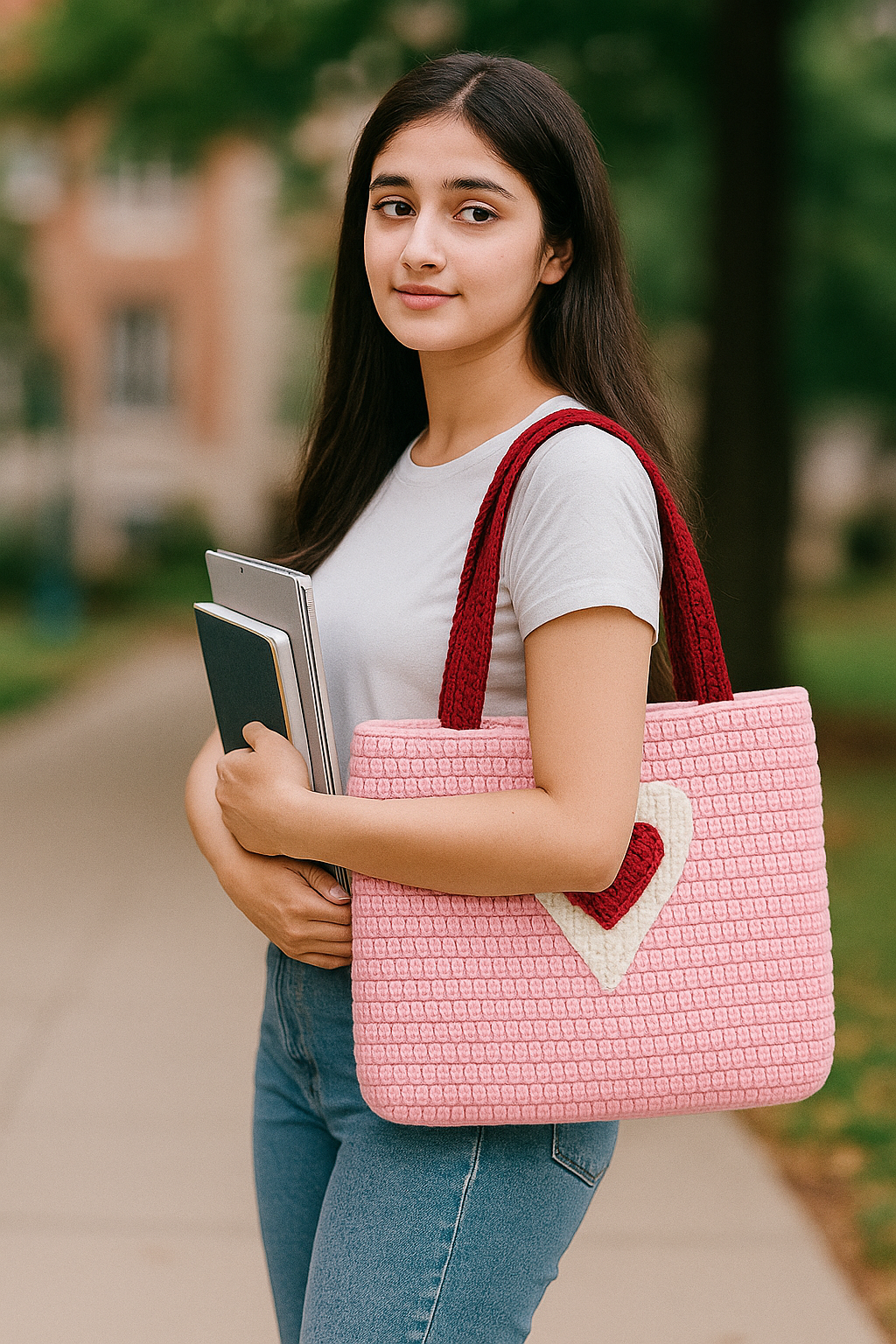 Stylish Handmade Crochet Shoulder Bags for College & University Girls