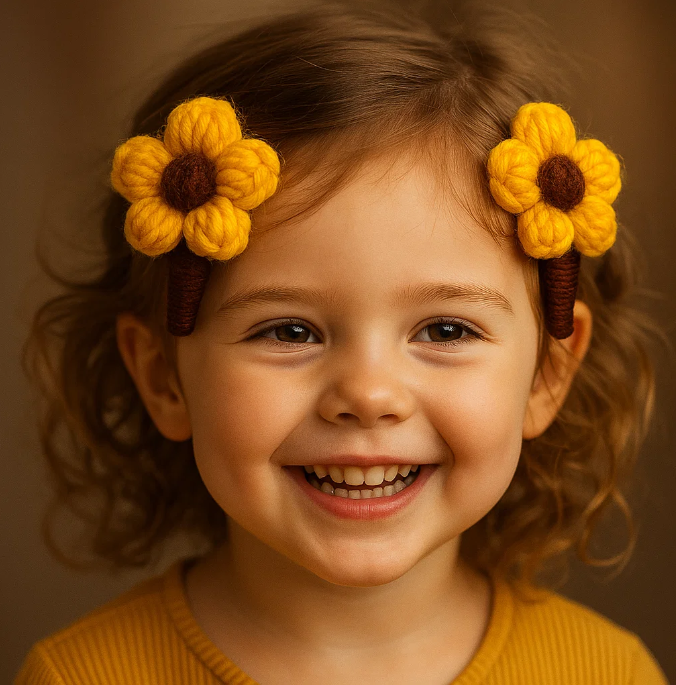 Girls' Decorative Hair Pin – Crochet Style with Love