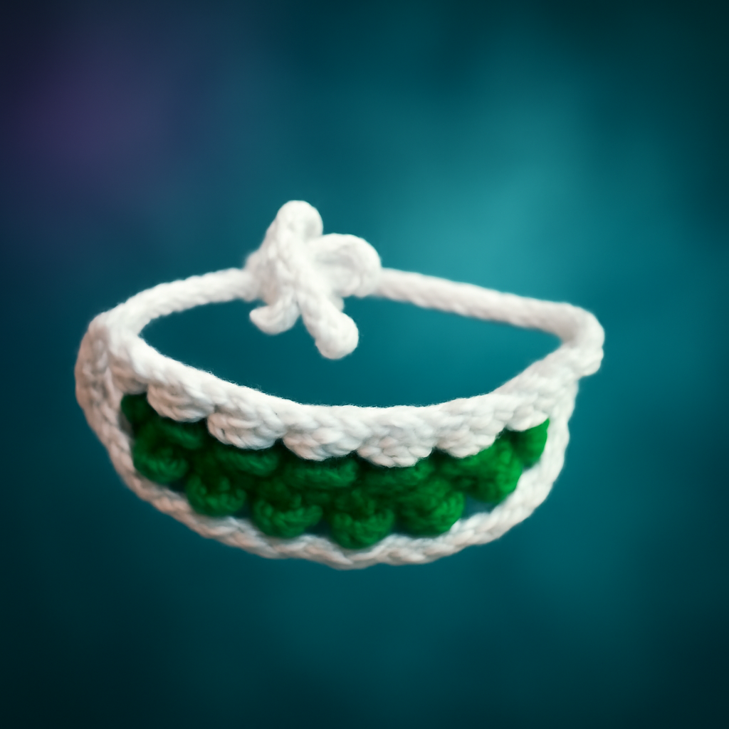 Elegantly Crafted Crochet Handband – A Perfect Blend of Green and White