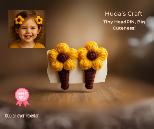 Girls' Decorative Hair Pin – Crochet Style with Love